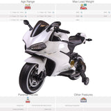 RiiRoo Ducati Style 12V Ride On Motorbike with MP3